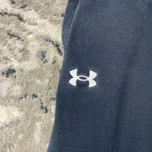 Under Armour Baggy Sweatpants Small Black Fleece Lined Drawstring Flat Front - Picture 3 of 9